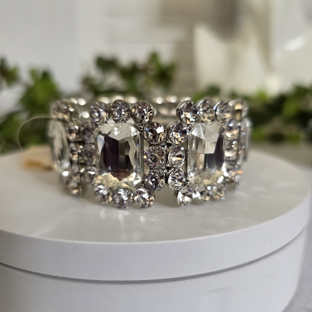 Statement Silver Zircon Glam Bracelet